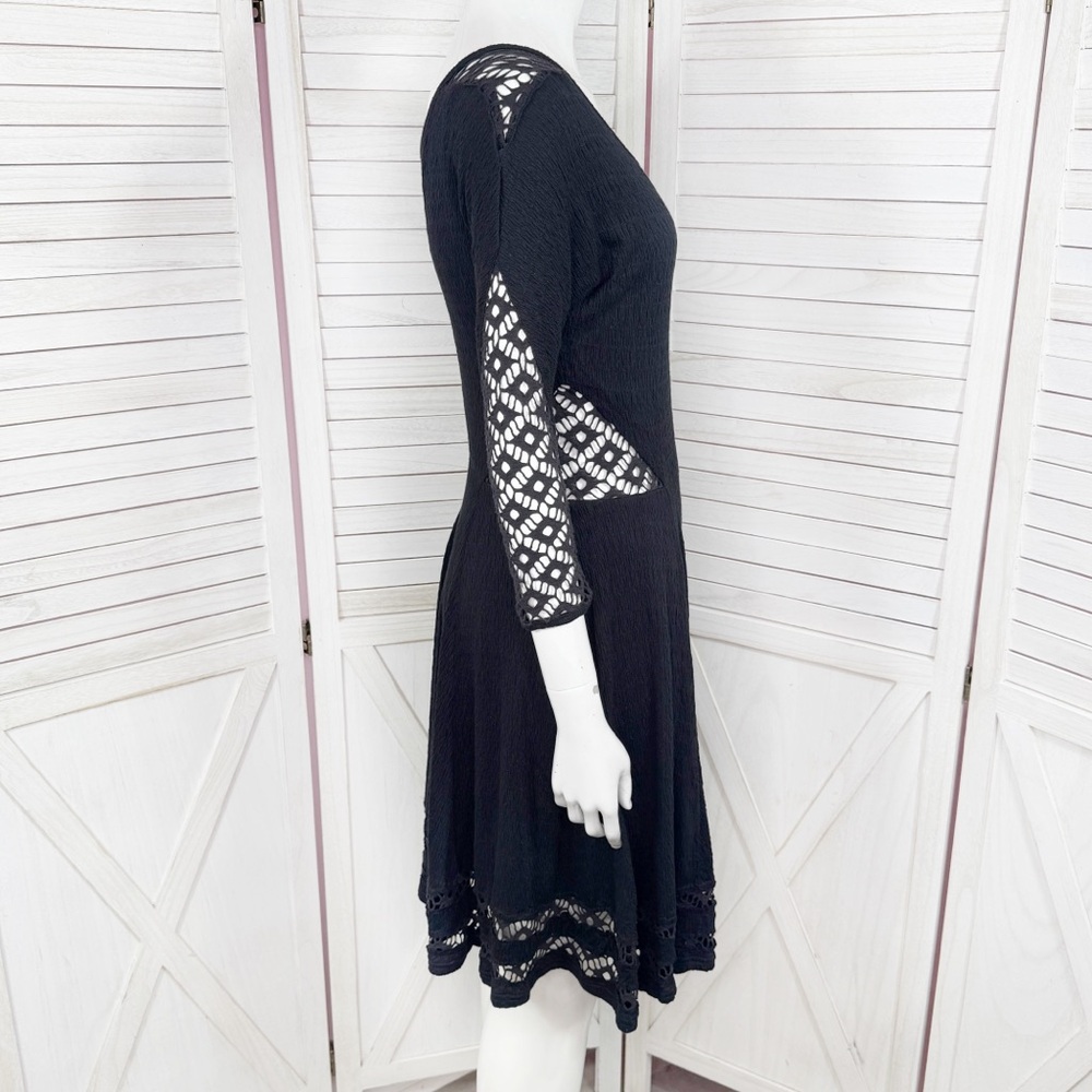 Free People To The Point Lace Cutouts Stretch Skater Dress Black‎ Small Gothic - Picture 4 of 14